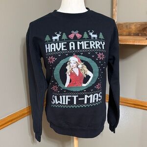 Gildan black, red, & green “have a merry swift-mas” crewneck sweatshirt. Size S